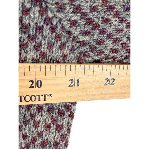 Handmade Knit Wool Sweater Womens M Gray Maroon Scotland Anna Skea Cottage Cntry - Picture 5 of 8